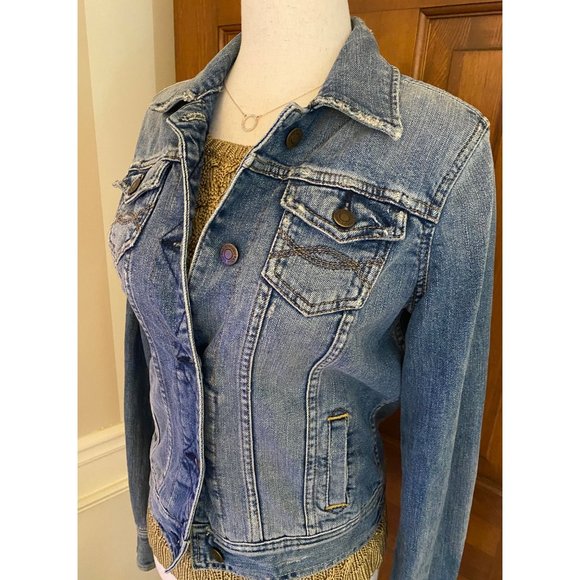 VTG Abercrombie & Fitch‎ Slim Fit Denim Jacket Women Small Med Wash Button Up - Picture 4 of 16